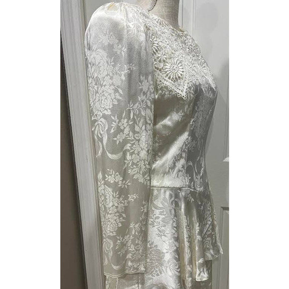 80s Jessica McClintock Brocade Bridal Dress - Picture 3 of 7